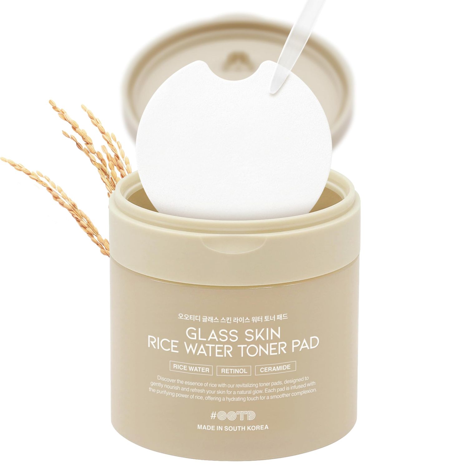 Toner Pads for Dry Dull Sensitive Skin Korean, OOTD Retinol Ceramides Strengthen Skin Barrier Smoothing Hydrating, Toner Pad 70Pads 4.05oz 120ml