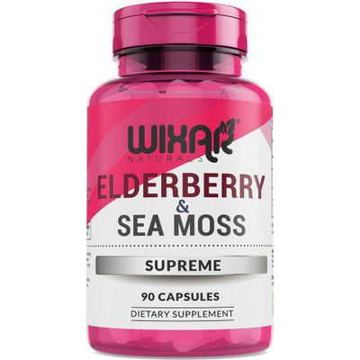 WIXAR NATURALS Elderberry and Sea Moss Supreme Capsules - Natural Black Elderberries with Wildcrafted Sea Moss Pills - 90 Capsules - Antioxidants - Herbal Supplements - Immune Support Supplement