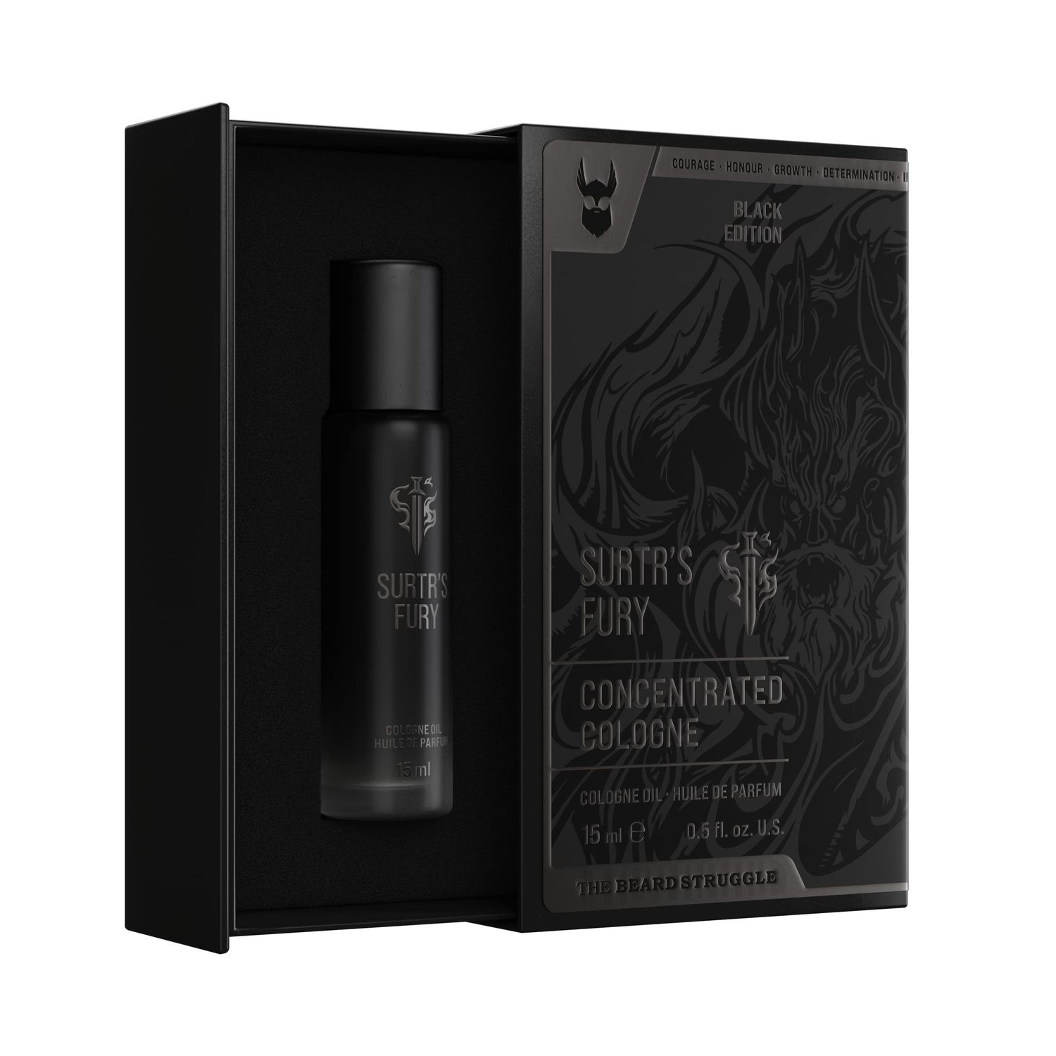 Concentrated Cologne for Men by Beard Struggle - 6x More Longer Than Traditional Colognes - Platinum Collection - Surtr&#39;s Fury - Mens Cologne, 15 mL 0.5 US. fl. oz. Glass Roller Bottle