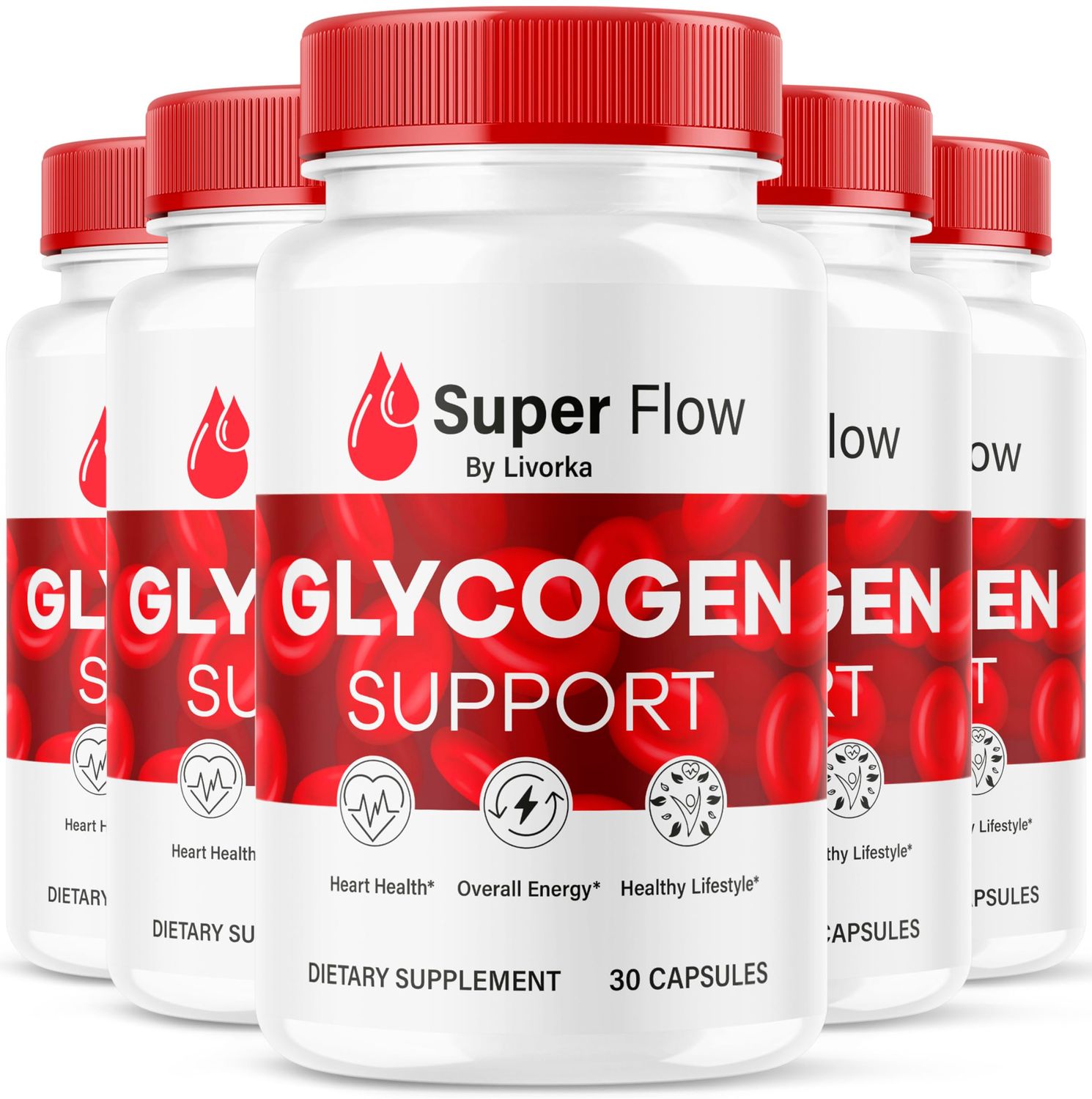 (5 Pack) Super Flow Glycogen - SuperFlow Glycogen Support Capsules, Super Flow, Glycogen Support Super Flow, Official SupperFlow Glycogen Support, Super Flow Glyco Optimizer, 150 Capsules For 5 Months