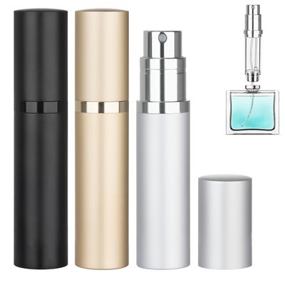 Qavhun Refillable Perfume Atomizer Travel Bottle 3-Pack 5ml Leakproof Luxury Travel Perfume Refillable Bottle, Portable Fragrance Atomiser (Black Gold Silver)