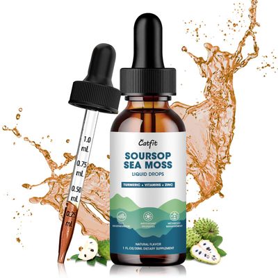 Soursop Liquid Drop, Soursop Leaves Extract with Sea Moss Turmeric, Graviola Soursop Bitters Liquid for Cell Support Regeneration, Liver, Relax, Immune and Antioxidant Support, 1 Fl Oz