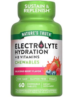 Nature&#39;s Truth Electrolyte Tablets 60 Count Non-GMO Gluten Free Chewable Supplement for Hydration Berry Flavor