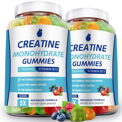 MaxHemp Creatine Monohydrate Gummies 5000mg Creatine for Women Men 2 Packs, Creatine Monohydrate Chew for Boost Focus, Muscle Strength, 5g Creatine Monohydrate per Serving, Sugar Free, Vegan