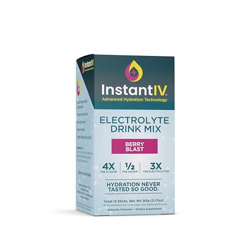 Electrolytes Powder - 3X Electrolytes,12 Sugar with Vitamin C, B3, B6, Electrolytes Powder Packets for Hydration, Recovery Immunity, Vegan Gluten Free Berry Blast - 12 Packets