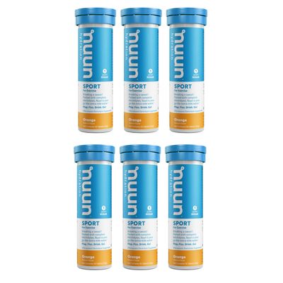 Nuun Sport Orange Electrolyte Enhanced Drink Tablets (6 Tubes of 10 Tabs) Previously Nuun Active