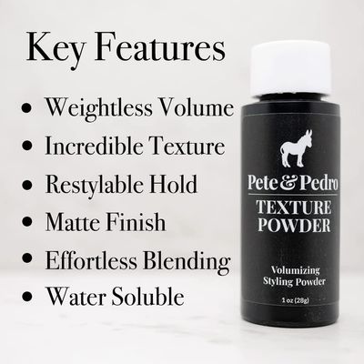 Pete Pedro TEXTURE POWDER - Texturizing and Volumizing Styling Powder For Men Women Adds Mega Volume Texture, Matte Finish, Root Lifting Restyleable Hold As Seen on Shark Tank, 1 oz.