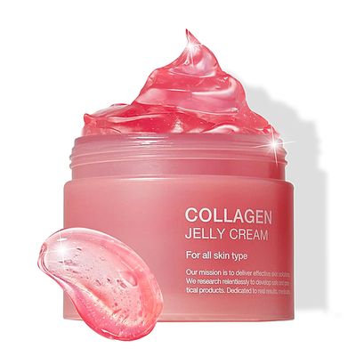 Collagen Jelly Cream, Collagen Face Cream, Hyaluronic Acid and Freeze-Dried Hydrolyzed Collagen, Preserves Firmness and Elasticity, Diminish Fine Lines and Dullness, Korean Skin Care (3.71fl.oz)