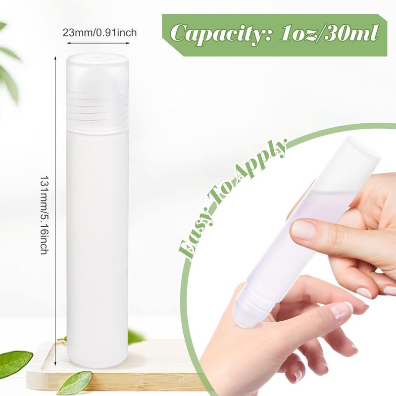 Cositina 20 Pack 1oz30ml Plastic Translucent Roll On Bottles Refillable Travel Sample Roller Vials with Plastic Roller Ball for Fragrance Essential Oil Perfume DIY Deodorant