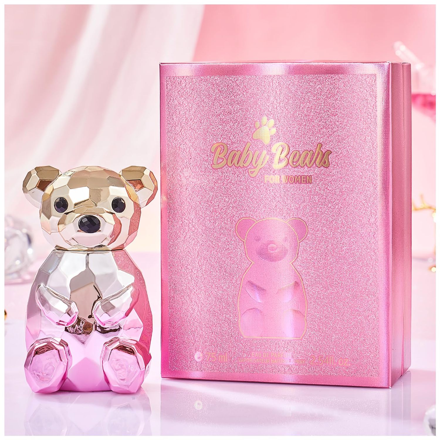 Newvenper Crystal Bear Eau De Parfum Spray Natural Fragrance Parfum with Gift Box Package Lasting and Charming Personal Perfume for Women and Men 75ML