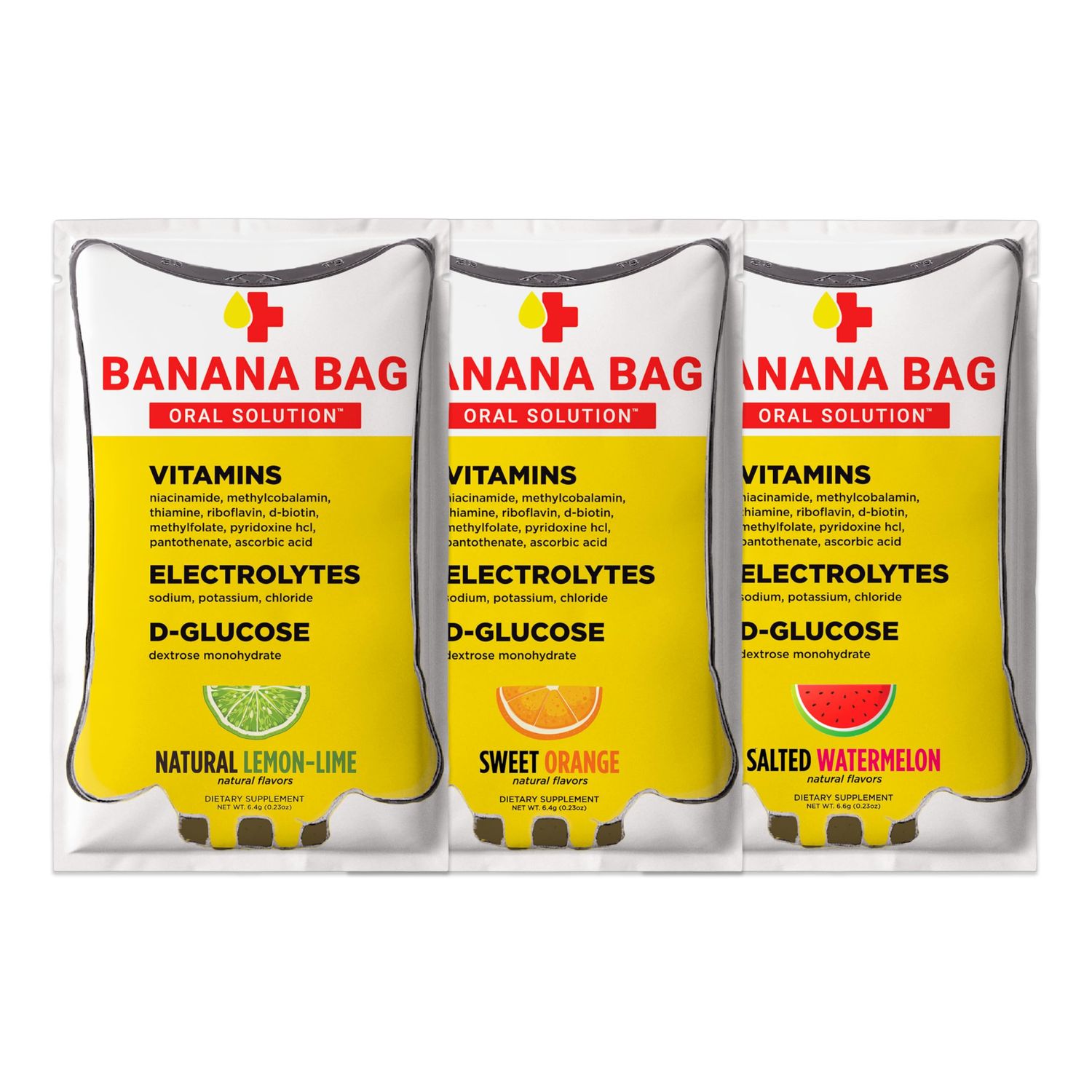 Banana Bag Oral Solution Packets - Variety Pack 6pk A Refreshing Blend of Electrolytes, Vitamin C, and B-Complex Crafted for Hydration and a Daily Boost Anytime-at Home, Work, or on The Go