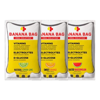 Banana Bag Oral Solution Packets - Variety Pack 6pk A Refreshing Blend of Electrolytes, Vitamin C, and B-Complex Crafted for Hydration and a Daily Boost Anytime-at Home, Work, or on The Go