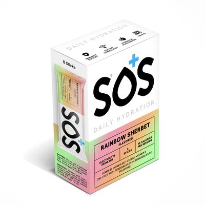 SOS Hydration Electrolyte Powder Packets, 8 Stick Packets (Rainbow Sherbert)