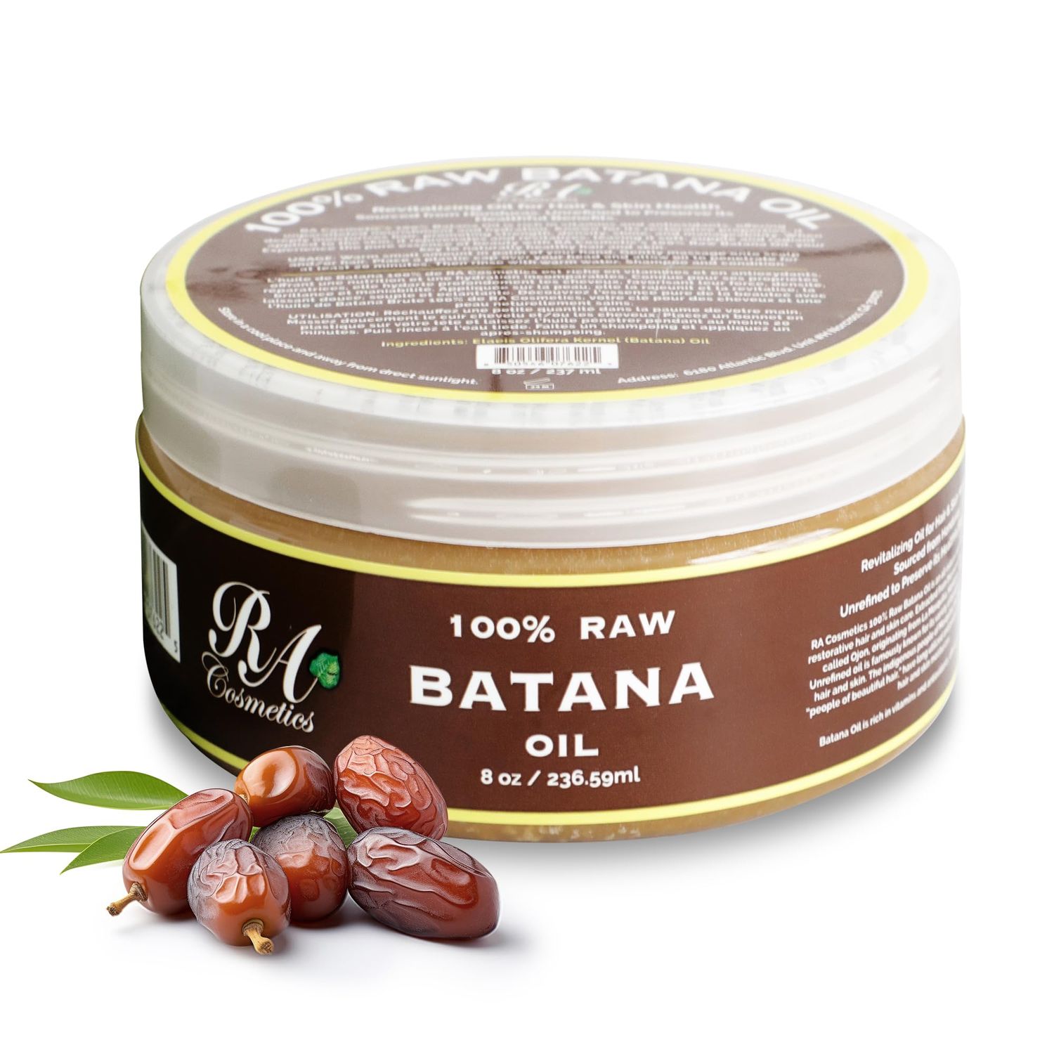 RA COSMETICS 100 Natural Unrefined Batana Hair Oil for Growth, Repair Strength 8 oz Nourishing Moisturizer for Damaged Hair from Honduras
