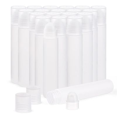 Cositina 20 Pack 1oz30ml Plastic Translucent Roll On Bottles Refillable Travel Sample Roller Vials with Plastic Roller Ball for Fragrance Essential Oil Perfume DIY Deodorant