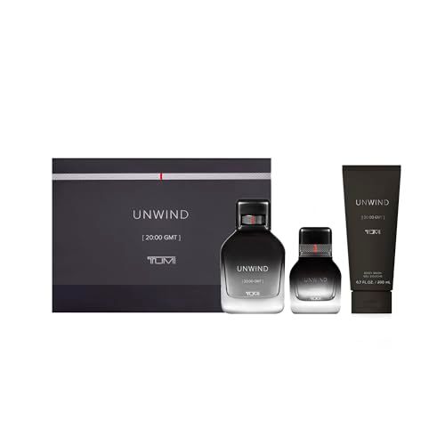 TUMI UNWIND 2000 GMT Gift Set - Warm Cologne Body Wash for Men - 3.4 oz 1.0 oz Eau de Parfum, 6.7 oz Body Wash