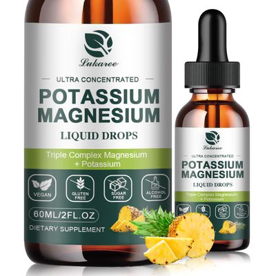 Potassium Magnesium Supplement Liquid wTriple Complex Magnesium Glycinate Potassium Plus Omega 3, Sea Moss, Black Seed, D3K2 Calcium for Zzz, Leg Cramps Muscle-2 FL OZ Drop