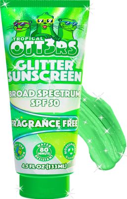 Glitter Sunscreen SPF 50 Lotion 4.5oz - Sparkle Sunscreen - Shimmer Sunscreen - Colored Sunscreen for Kids Women - UVAUVB Sunshine Protection 80 Min Water Resistant - (No Fragrance) (USA Made)
