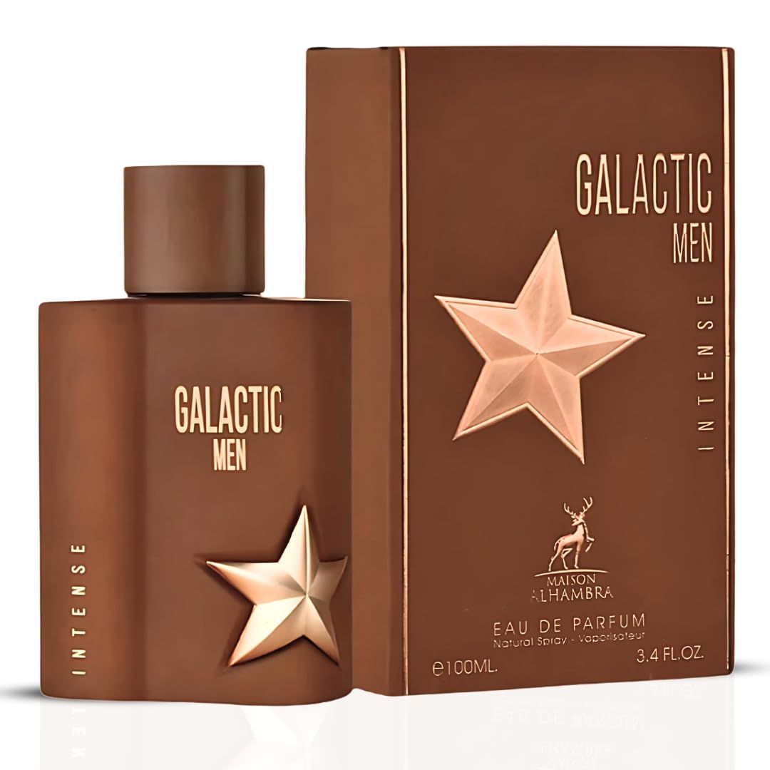 Maison Alhambra Galatic Men Intense Eau De Parfum Spray - 100Ml (3.4 oZ), Cozy Sweet Smoky Blend with Rich Vanilla, Cacao Resinous Warmth, Long-Lasting Fragrance for Men
