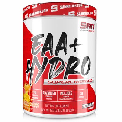 SAN EAA Hydration EAAs BCAA Muscle Recovery Intra 9G Essential Amino Acids Electrolytes Mango Mania 30 Serving