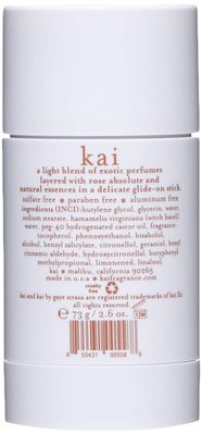 kai Deodorant Rose, 2.6 oz., aluminum free deodorant with chamomile and plant extracts, ideal for sensitive skin, scented kai, layered with rose absolute, vegan, cruelty free, made in the usa