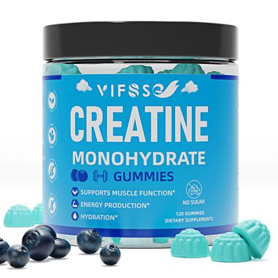 VIFSSG Creatine Monohydrate Gummies 5g for Men Women, 120 Creatine Sugar Free Gummies with BCAA 1000 mg, Collagen Peptides, Taurine, B12, Chewables Creatine for Muscle Support, Energy Boost, 1Pack