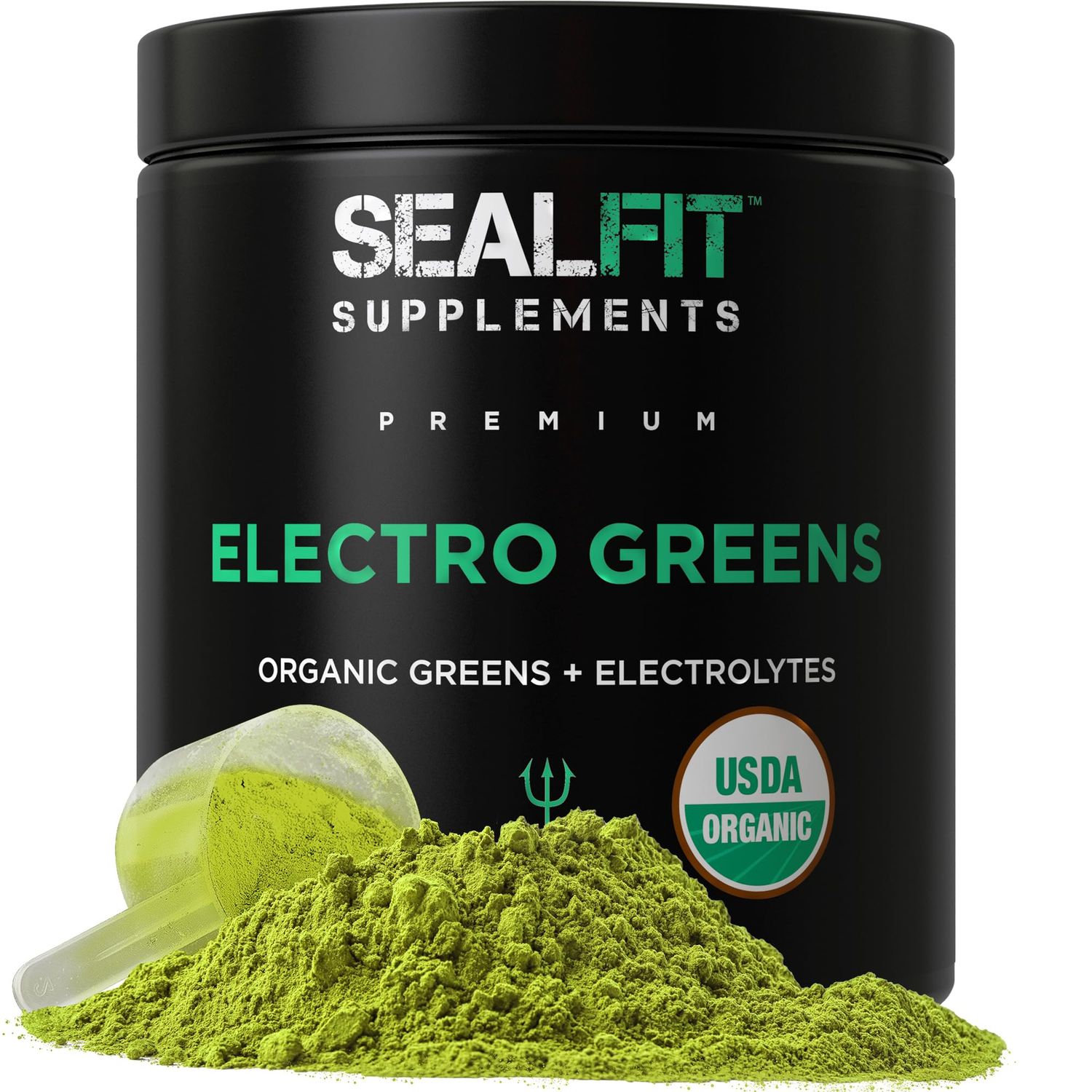 SEALFIT ElectroGreens - USDA Organic Greens Superfood Electrolytes Powder. 25 Superfoods for Energy and Hydration. Super Green Juice and Electrolyte Powder Inspired by Former Navy Seal Mark Divine