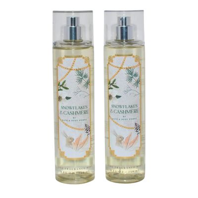 Bath Body Works Fine Fragrance Mist, Set of 2 Bottles, 8oz Per Bottle (Snowflakes Cashmere)