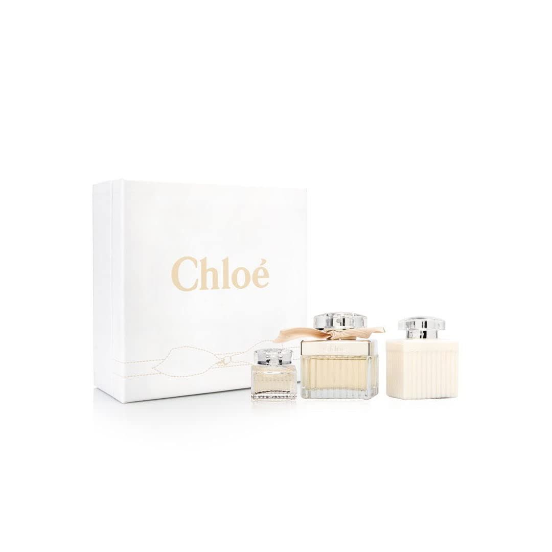 Chloe by Parfums Chloe for Women 3 Piece Set Includes 2.5 oz Eau de Parfum Spray 3.4 oz Perfumed Body Lotion 0.17 oz Eau de Parfum Collectible