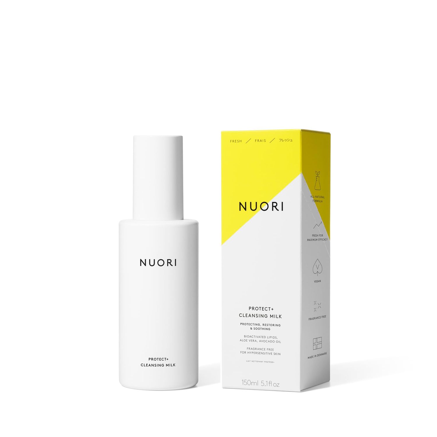 NUORI Protect Cleansing Milk Facial Cleanser, For All Skin Types Including Hypersensitive Skin, All Natural, Fragrance Free, 30 ml 1 fl oz