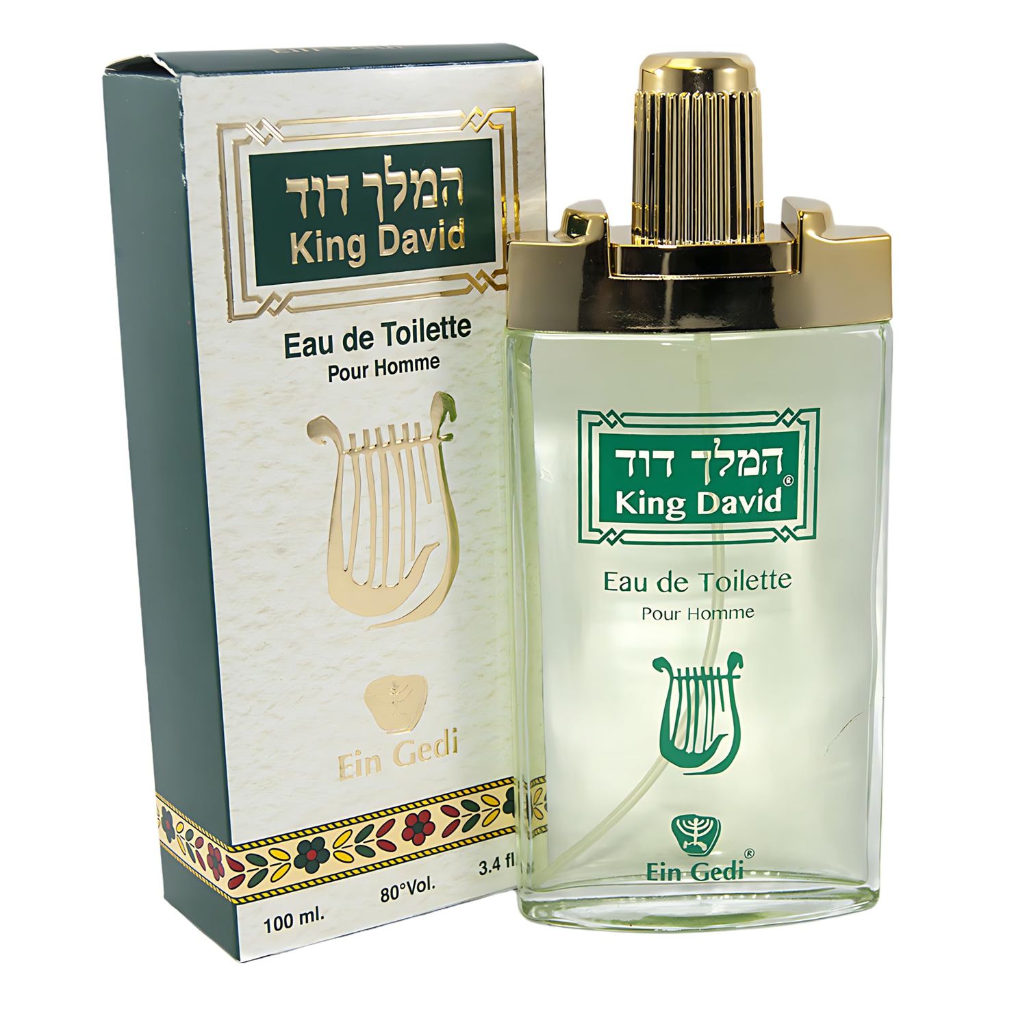 Ein Gedi King David Eau De Toilette Authentic Men&#39;s Fragrance From Holy Land, Cologne For Men 100 Ml 3.4 Fl. Oz - Long-Lasting, Fresh, Spicy Masculine, Unique Religious Gifts For Men (King David)