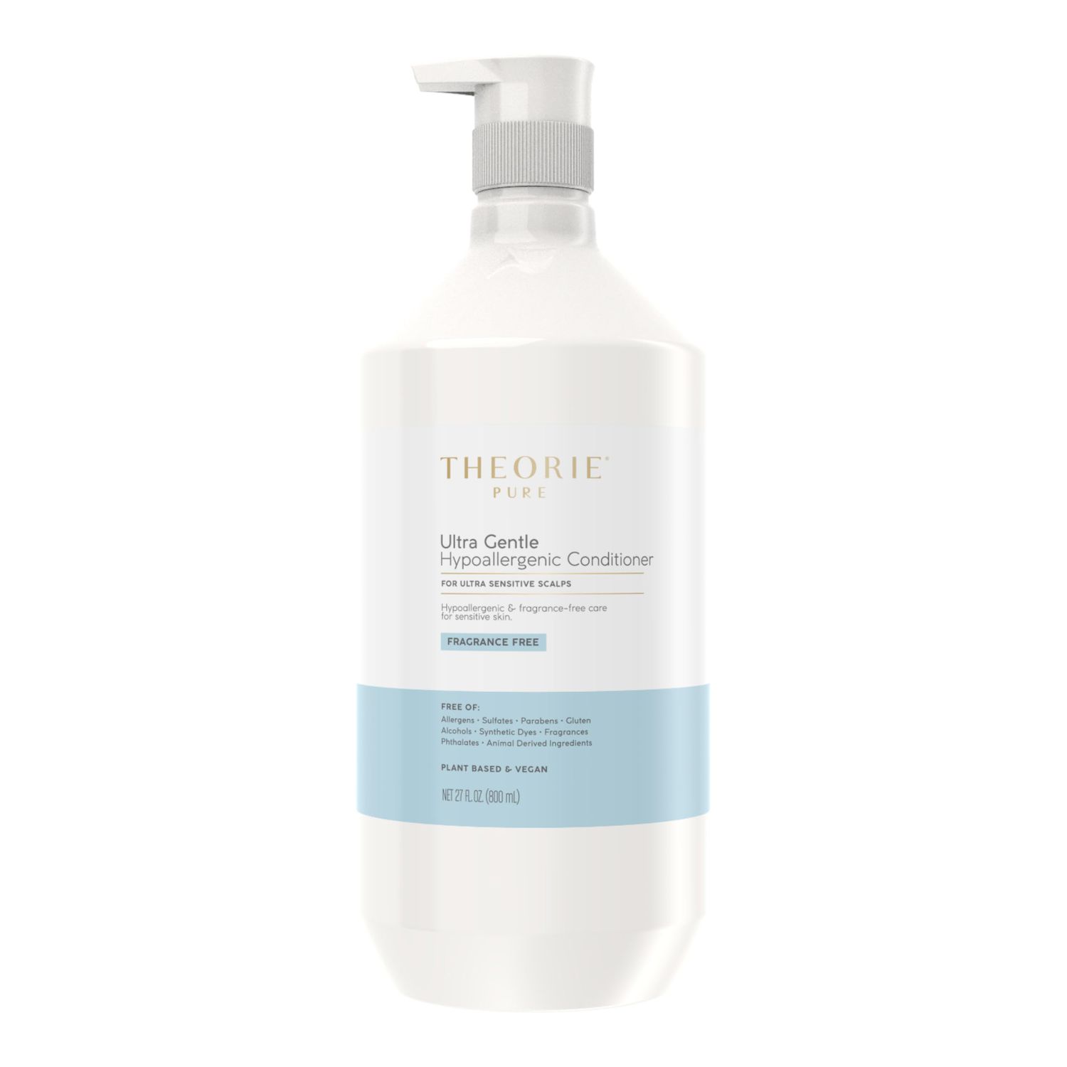 Theorie Pure Collection Hypoallergenic Conditioner -Plant-Based Vegan - for Soothes Itchy Allergy Prone Skin - Fragrance-free - Sensitive Scalp, Pump Bottle -800mL - 1 Pack