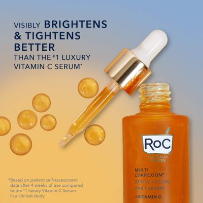 RoC Multi Correxion Revive Glow 10 Active Vitamin C Serum for Face, Daily Anti-Aging Wrinkle and Skin Tone Skin Care Treatment, Brightening Serum, 1 Fluid Ounce