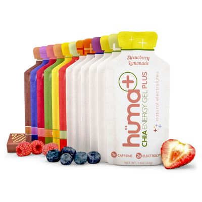 Huma Plus (Double Electrolytes) Chia Energy Gel, Variety Pack - Stomach Friendly, Real Food Energy Gels (6 Original and 6 Plus Gels)