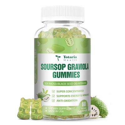 Totaria Sugar Free Soursop Oil Graviola Sea Moss Gummies - Support Digestive Sleep Skin Health, Immunity Antioxidant - Guanabana Fruit with Sea Moss, 150mg Black Seed Oil Organic Non-GMO Vegan