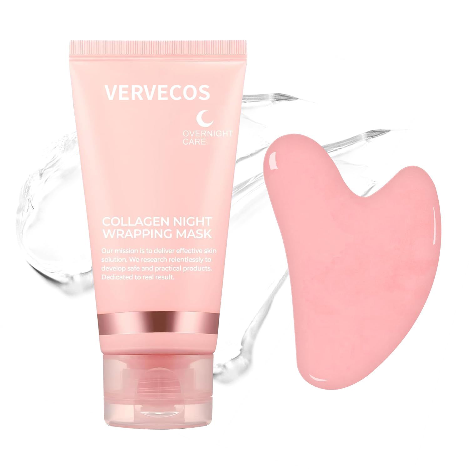 VERVECOS Collagen Night Wrapping Mask,Peel Off Facial Mask Collagen Face Mask,Deep Cleansing, Firming Skin, Reduces Sagging Dullness, Glowing Skin (with Brush Gua sha facial tools)