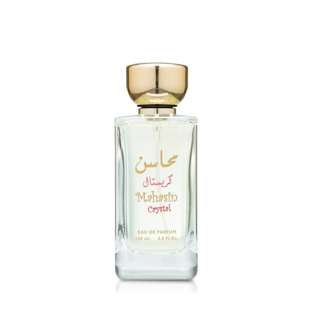 Lattafa Perfumes Mahasin Crystal 2-Piece Set for Women, (3.4 Ounce Eau De Parfum Spray 1.7 Deodorant Spray)