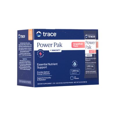 Trace Minerals Power Pak Electrolyte Immunity Boost Drink Packets 1200 mg Vitamin C, Elderberry, Zinc, D3, B6, B12 Immunity, Hydration, Energy Support Fizzy Grapefruit 30 Packets