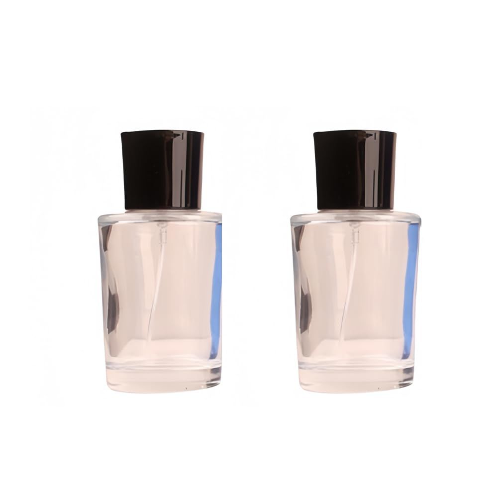YORROR 2 Pack Clear Glass Perfume Atomizer,50ml Roud Empty Refillable Perfume Spray Bottle for Men and Women,Portable Fragrance Fine Mist Spray Bottle Perfume Dispenser for Travel