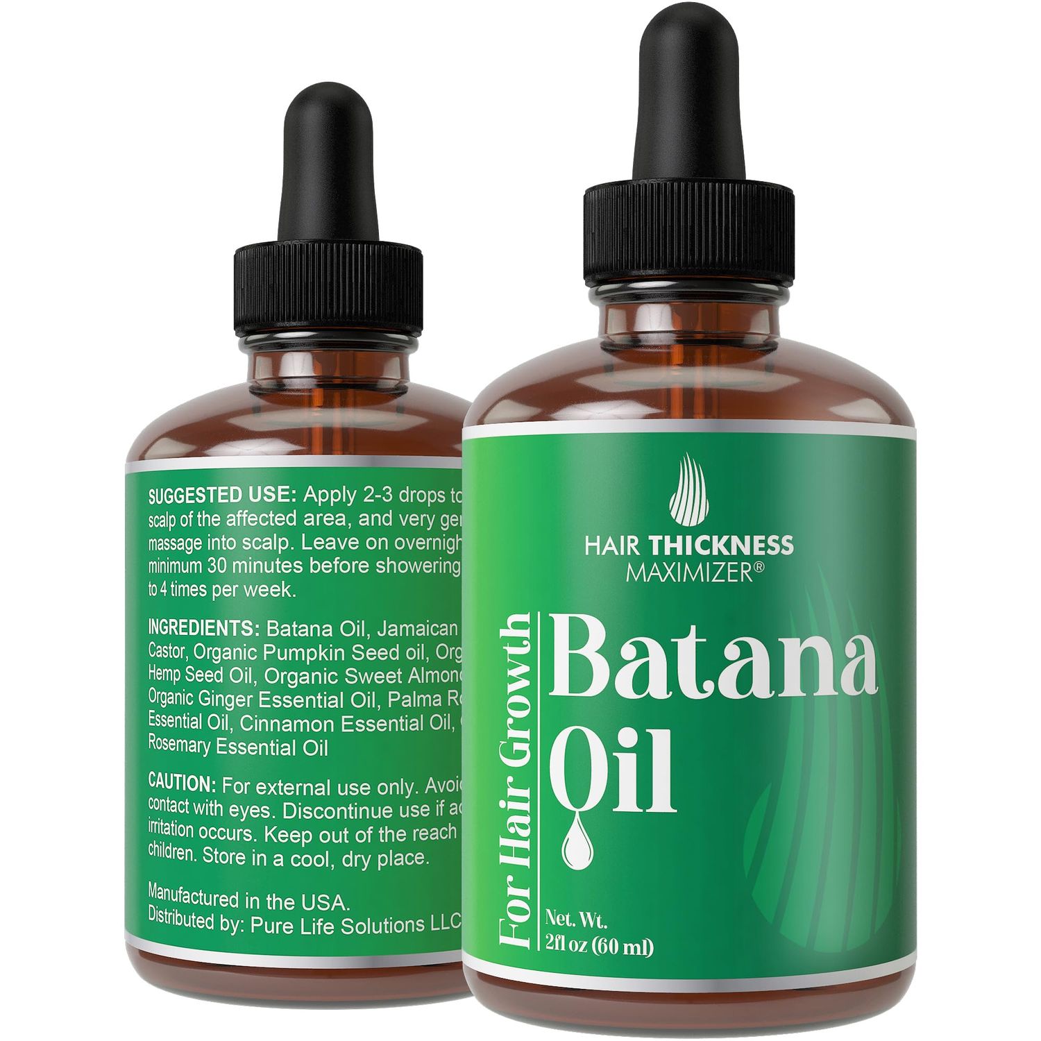 Batana Oil for Hair Growth - Honduran Oil to Strengthen Hydrate Thinning, Dry Hair for a Healthier-Looking Scalp. For Women Men - Vegan Unscented 2oz Serum