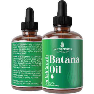 Batana Oil for Hair Growth - Honduran Oil to Strengthen Hydrate Thinning, Dry Hair for a Healthier-Looking Scalp. For Women Men - Vegan Unscented 2oz Serum