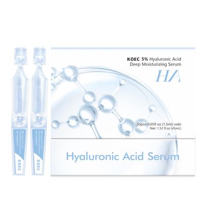 5 Hyaluronic Acid Serum Ultra-Moisturizing Vials,Hyaluronic Acid Facial Serum, Single-Use Hyaluronic Acid Tubes,Intensive Hydration,Enhances Skin Elasticity,Pre-Makeup Moisturizing Care (1 Box of 30)