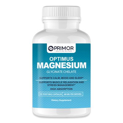 Optimus Weight Magnesium Glycinate (Chelate) - High Absorption - Non GMO - Vegan Supports Calm, Mood, Sleep Supports Muscle Relaxation Stress Management 120 Count