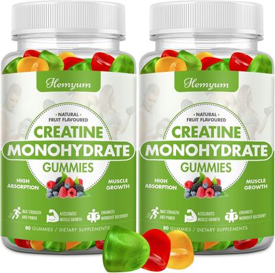 Creatine Monohydrate Gummies for Men Women,160 Count Chewables Creatine for Women Enhanced Muscle Strength,Boost Focus and Endurance,Muscle Builder,L-Taurine Vitamin B12,Vegan, Gluten-Free