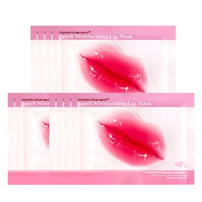 Reengull 30 PCS Lip Mask Collagen Lip Masks Sheet for Dry Lips, Gel Lip Mask Pack for Remove Dead Skin, Moisturizes and Lightens Lip Lines (30 PCS, Peach Red)