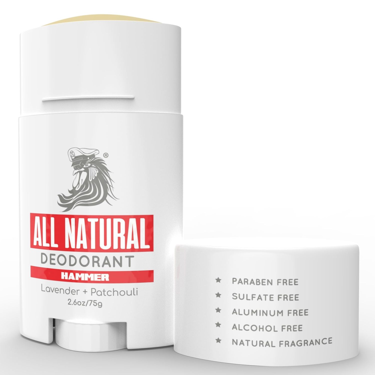 Bossman Unisex, All Natural Deodorant for Men Women Aluminum Free 24 Hours of Protection Hammer Scent