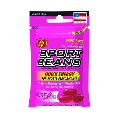 Sport Beans Energizing Jelly Beans with Electrolytes and Vitamins, by Jelly Belly - Fruit Punch Flavor, Case of 24 x 1 Ounce Resealable Bags