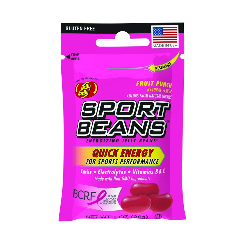 Sport Beans Energizing Jelly Beans with Electrolytes and Vitamins, by Jelly Belly - Fruit Punch Flavor, Case of 24 x 1 Ounce Resealable Bags