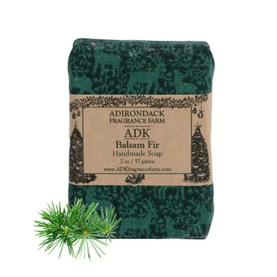 Adirondack Fragrance Flavor Farm ADK Balsam Fir All Natural Soap Bar 2oz, Plant-Based Organic Vegan Soap with Essential Oils, Natural Body Wash for Men Women, Dry and Sensitive Skin
