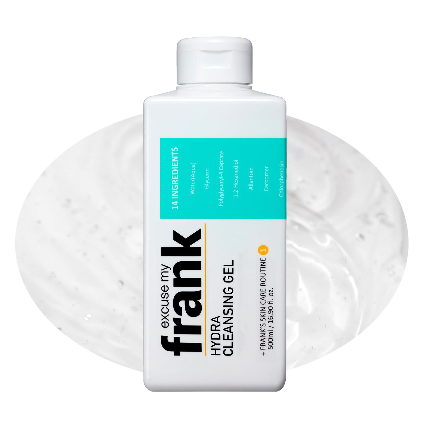 Excuse My Frank Hydra Cleansing Gel, Fragrance Free, Vegan, Oligo Hyaluronic Acid, Gentle Hydrating Face Cleanser for Dry Oily Skin, Non-Foaming, Korean Face Wash for Sensitive Skin, 16.9fl.oz